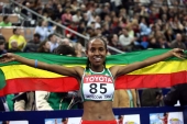 Meseret Defar, die ihren 3,000-m-Titel bei der Hallen-WM in Moskau verteidigen konnte. © Jiro Mochizuki / Photo Run
