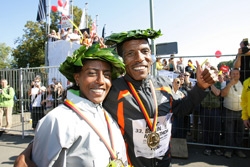 Haile Gebrselassie und Gete Wami nehmen nach ihrem Sieg 2006 einen neuen Anlauf in Berlin. 