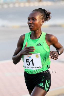 Mary Keitany, seen here at the 2011 RAK Half Marathon, is among the marathon favorites. © www.PhotoRun.net