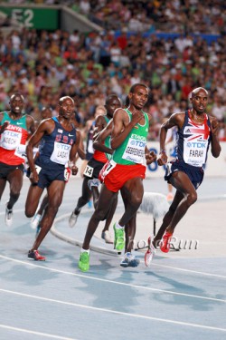 Bernard Lagat, Dejen Gebremeskel und Mo Farah, hier zu sehen bei der WM 2011, treten erneut über 5.000 m gegeneinander an. © www.PhotoRun.net